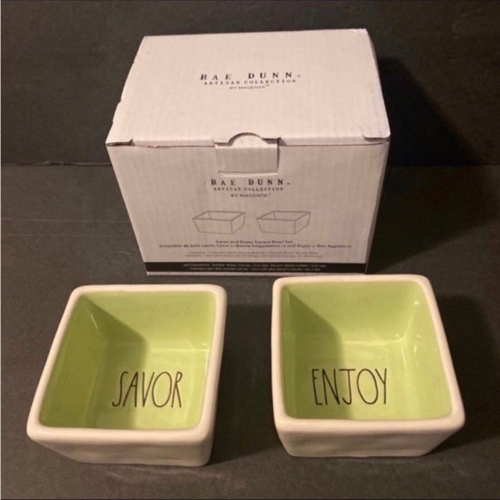 Rae Dunn Green 'Savor' and 'Enjoy' Bowls